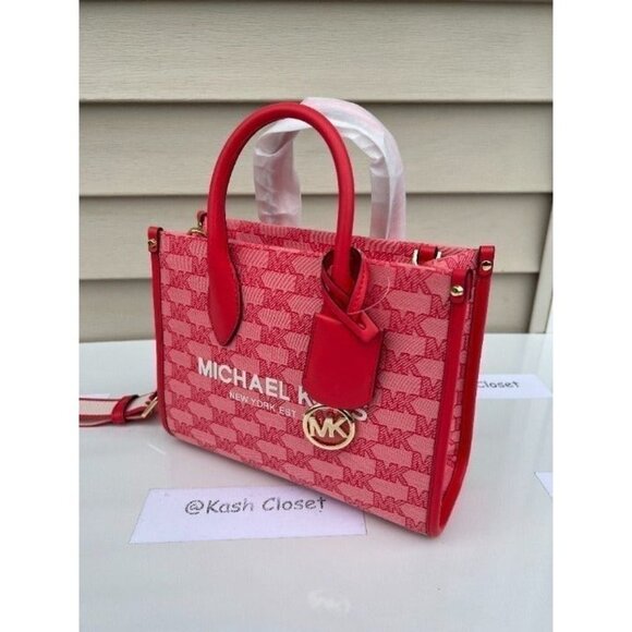 Michael Kors tote mirella small shopper top zip handbag crossbody bag Grapefruit - Picture 3 of 12